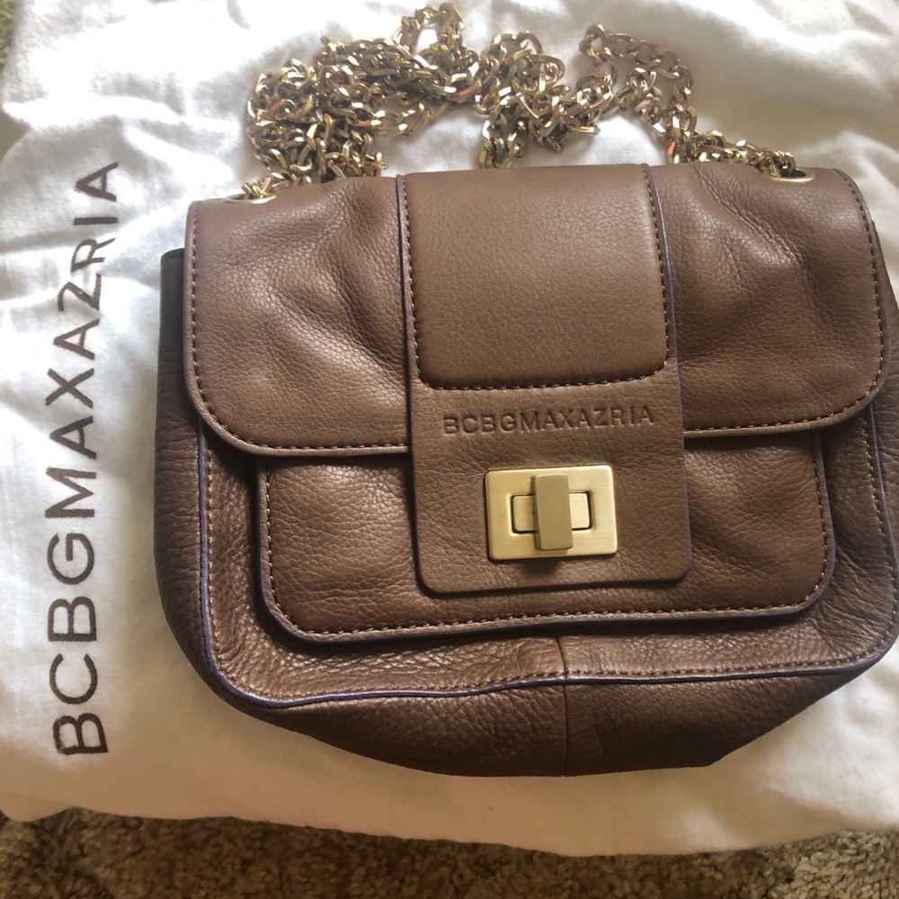BCBGMaxAzria Brown Leather Gold Chain Shoulderbag